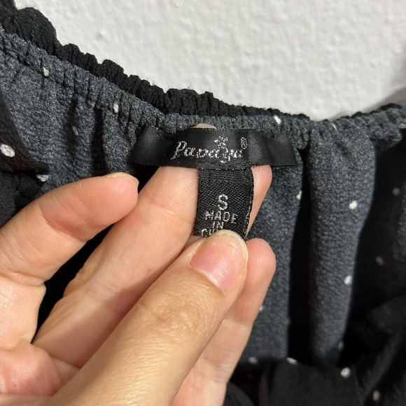 Papaya Women Black Polka Dot Off Shoulder Blouse Size‎ Small. - Picture 5 of 10